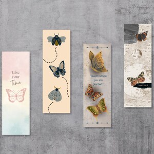 Printable Butterfly Bookmarks Template, Printable Bookmarks Set of 6 ...