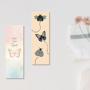 Printable Butterfly Bookmarks Template, Printable Bookmarks Set of 6 ...