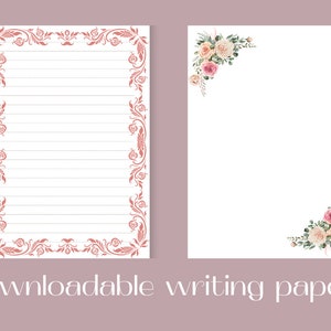 Floral Printable and Digital Writing Paper, Letter Writing Set, Printable Stationery, Digital Writing Paper for Goodnotes