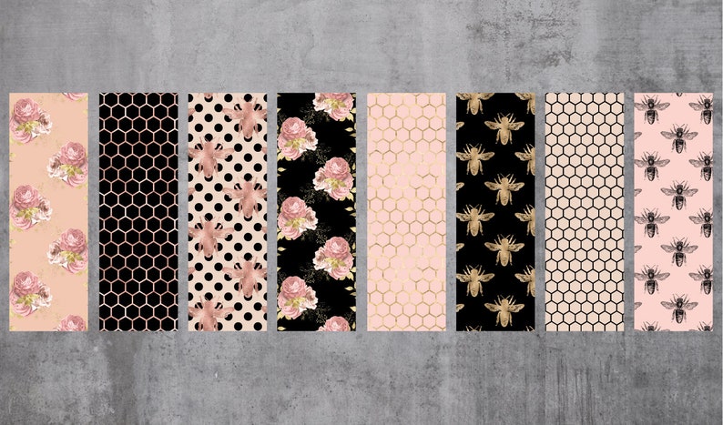 Printable Bee Bookmarks Template, Printable Bookmarks Set of 8 ...