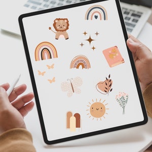 Boho Digitale Aufkleber: 12er-Pack für GoodNotes, iPad Notizen (Printable)