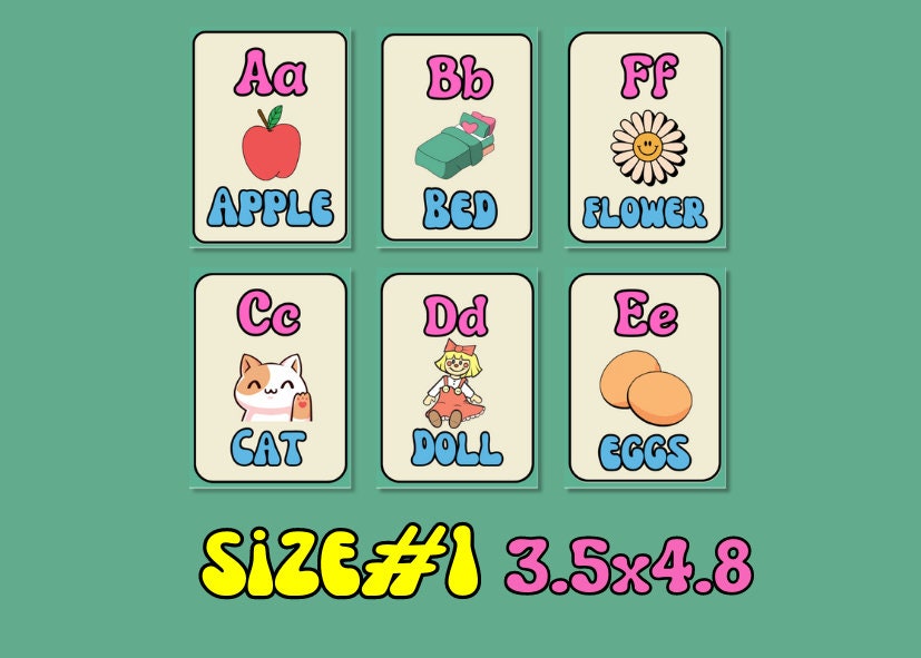 Alphabet Flashcards for Kids INSTANT DOWNLOAD Montessori Etsy