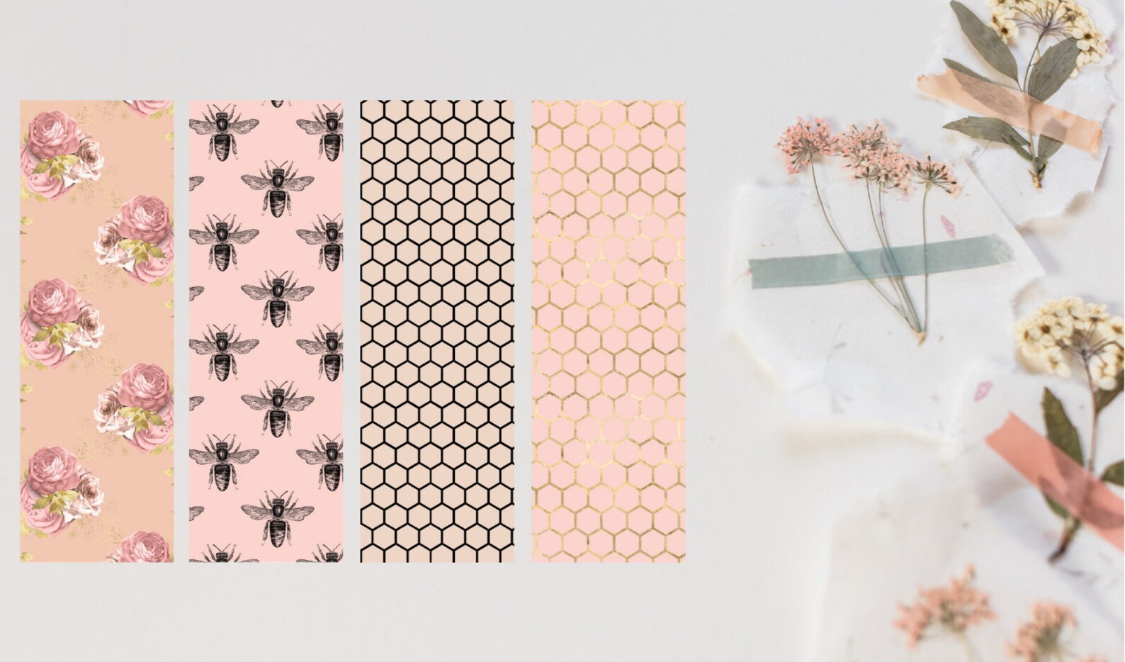 Printable Bee Bookmarks Template, Printable Bookmarks Set of 8 ...