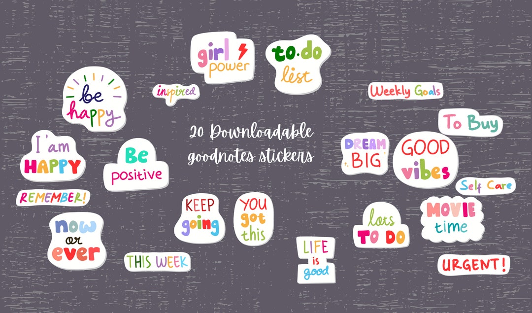 Pack of 20 Downloadable Digitalstickers for Notes or Goodnotes on Ipad ...