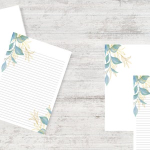 Florale Buchstaben Set zum Ausdrucken: Liniertes Briefpapier (Digitaler Download)