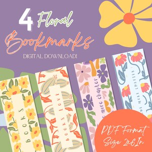 Floral Bookmarks: Printable Set of 4 (PDF Template)