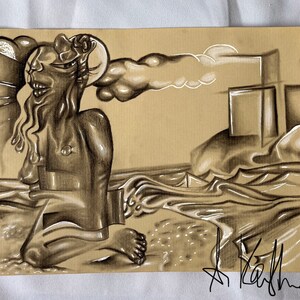 Framed Charcoal Original Art DinA4 Paper, Inspiring Motive
