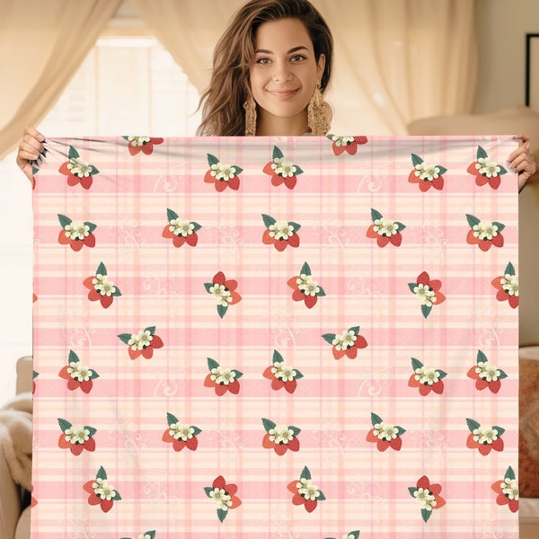 Coquette Aesthetic, Coquette Room Decor, Blanket for Her, Vanilla Girl, Strawberry Girl, Decor College Girl, Cute Throw Blankets