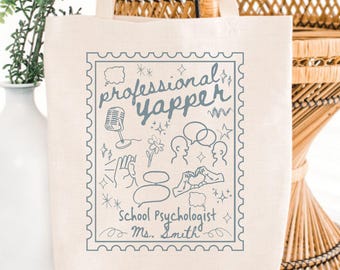 Regalo personalizado para psicólogo escolar, bolso de mano personalizado para psicólogo escolar, psicología escolar, regalo para el personal escolar, bolso de mano con nombre personalizado