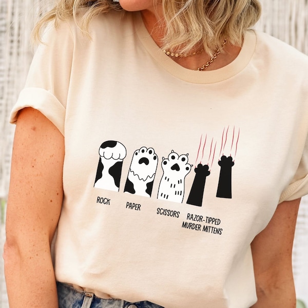 Rock Paper Scissors Shirt, Funny Cat Paw Shirt, Unisex Crewneck Shirt for Cat Lover, Cat Owner Shirt, Cat Paws Shirt, Cat Themed Gifts