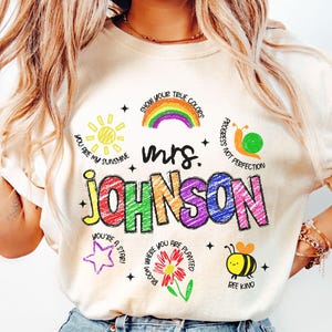 Comfort Colors Custom Teacher, Custom Name Teacher Shirt, Personalized Teacher Name, Teacher Group Shirt, Colorful Teacher Shirt