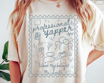 School Psychologist Shirt, Comfort Colors Tee-Shirt, Custom School Psychologist Gift, School Staff Shirt, Custom Name Shirt, Doodle Shirt