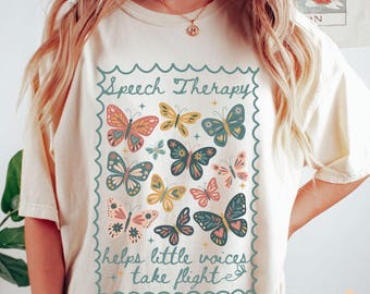 SLP Shirt, SLP Gift, Comfort Colors Tee-Shirt, Speech Language Pathologist, Speech Therapist, SLPA Shirt, Slpa Gift, Doodle Butterfly Shirt