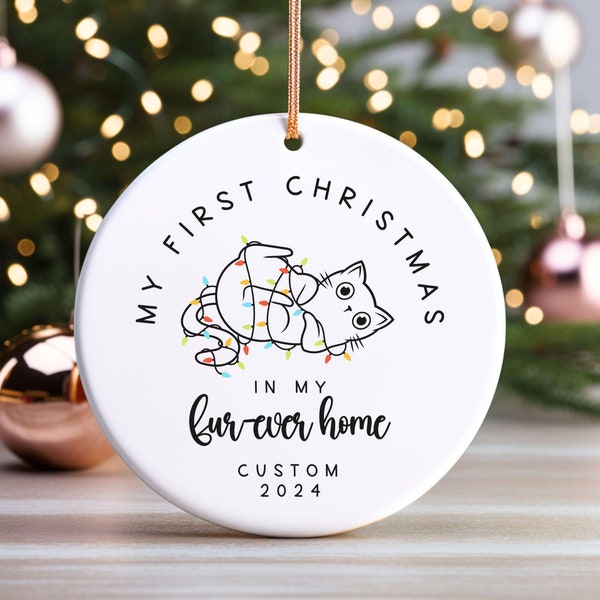 Custom Cat Ornament, Personalized Cat Christmas Ornament, Personalized Gift for Cat Mom, Cats First Christmas, Cats Christmas Bauble