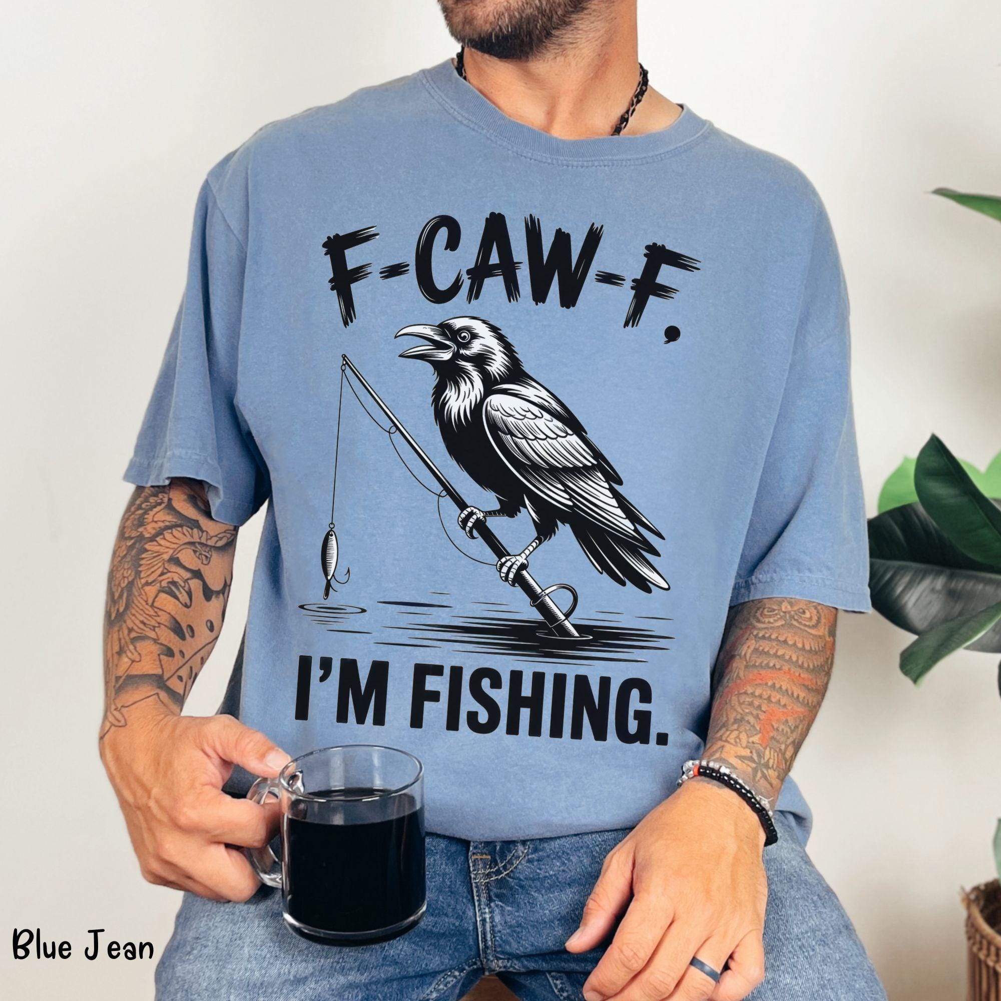 T-shirt Humour Pêche « Fishing Tough Job Tackle It » – Marque Fruit Of The Loom – Neuf Sans étiquettes