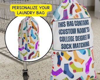 Custom College Student Gift, Laundry Bag Gift, Custom College Decor, Personalized Name Gifted,College Dorm Decorations,Funny College Student