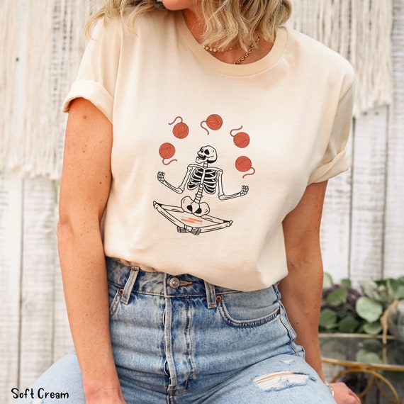 Crocheting Shirt, Crochet Shirt, Yarn Lover Shirt, Halloween Shirt, Spooky Season tee, Skeleton Shirt,Funny Crochet Shirt,Gift for Crocheter