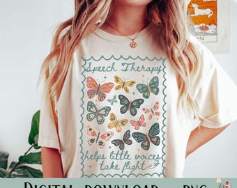 SLP Shirt png, Speech Language Pathologist, Speech Therapist, Speech Therapy png, SLPA Shirt png, Doodle Butterfly png sublimation