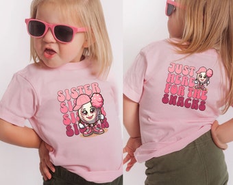 Baseball Sister, Gifted Funny Shirts for Kids, Here For The Snacks, Baseball Toddler Shirt, Little Sister tshirt, Gameday Shirt for Kids