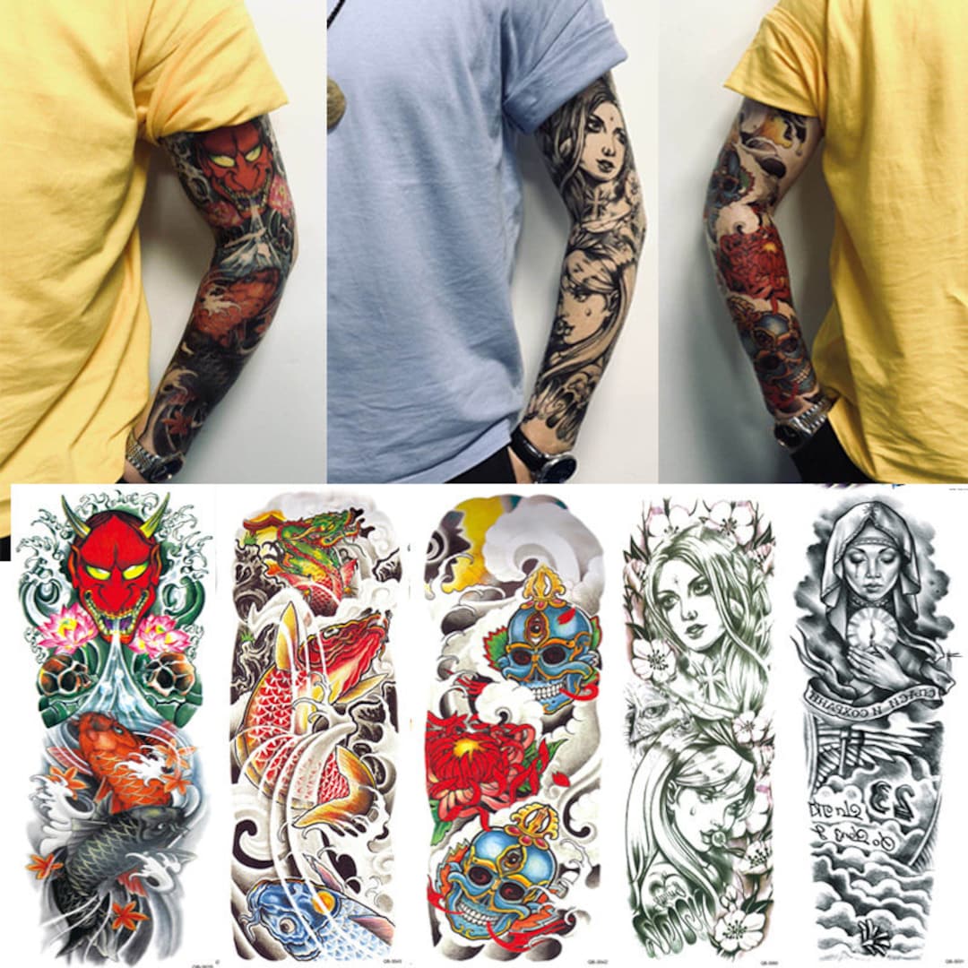 Waterproof Temporary Tattoo Full Arm Sleeve - Etsy