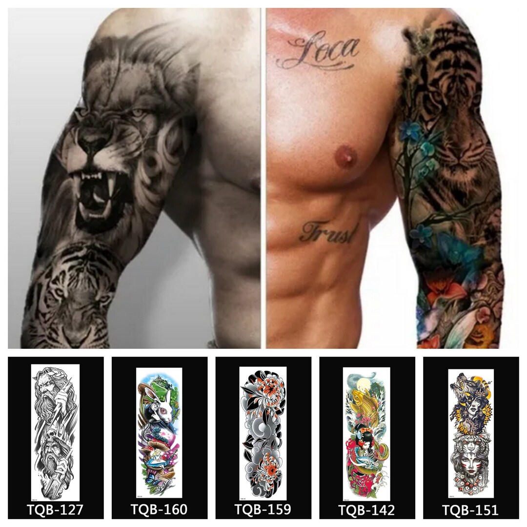 Men's/women's Temporary Tattoo Arm Sleeve Full Arm Etsy