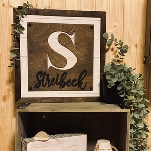 Initial Sign, Last Name Sign, First Name, Shiplap Initial Sign, Personalized, Personalized Wedding Gift, Custom Sign,Square Initial sign,