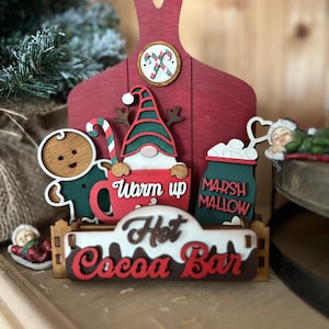 Hot Cocoa Bar Tiered Tray Decor, Hot Cocoa Interchangeable Insert, Gingerbread Cookies, Hot Cocoa Decor, 3D Mini Signs, Mantle Decor