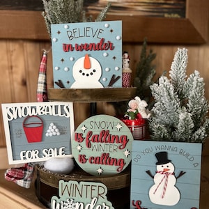 Snowball Tier Tray, Snowman Tier, Winter Wonderland Tier, Do You Want to Build a Snowman, Christmas Tier Tray Decor, Frosty Tier, 3D Sign
