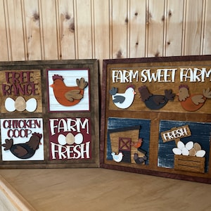 Farm Sweet Farm Leaning Ladder, Chicken Coop Decor, Chicken Decor, Farm Fresh, Farm Decor, Barnyard Decor, Farm Tiered Tray Decor, 3D sign