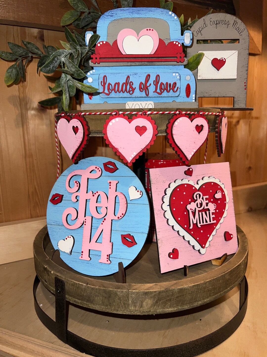 Valentine Tiered Tray Decor, Loads of Love, Be Mine, Feb 14, Valentines