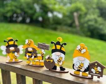 Bee Standing Gnomes, Bee Gnomes, Bee Tiered Tray Decor, Gnome Tiered Tray Decor, Farm Fresh Honey, Bee Hive Honey Decor, Farmhouse Decor