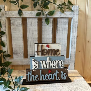 Home is Where the Heart is Word Stacker, Home Tiered Tray Decor, Farmhouse Tiered Tray Decor, Home Wooden Sign, Home Shelf Sitter