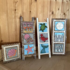 MINI Beach Interchangeable Signs, Beach Leaning Ladder, Beach Tiered Tray Decor, Beach Decor, Life&#39;s a Beach, Sand Castle, Beach house