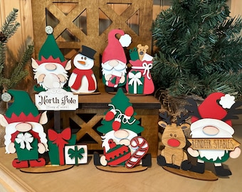 Christmas Standing Tier Tray Gnomes, Christmas Gnome Decor, Christmas Tiered Tray Decor, Christmas Decor, Rudolph Decor, Snowman Decor