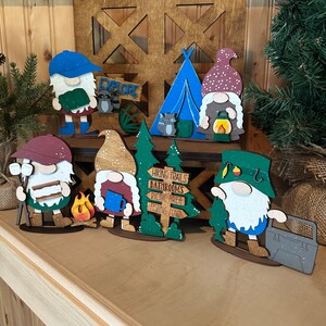 Camping Standing Gnomes, Smores Gnome, Fishing Gnome, Smores Decor, Camping Tiered Tray Decor, Rustic Decor, Campfire Decor, Cabin Decor