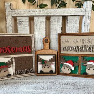 MINI (2.3 x 2.3) Moose Interchangeable Christmas Tiles, Mini Leaning Ladder, Moose Leaning Ladder, Moose Decor, Christmas Decor, Mini Insert