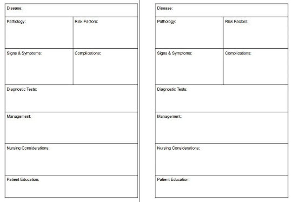 study-cards-template-for-nursing-pharmacology-disease-pathology-etsy