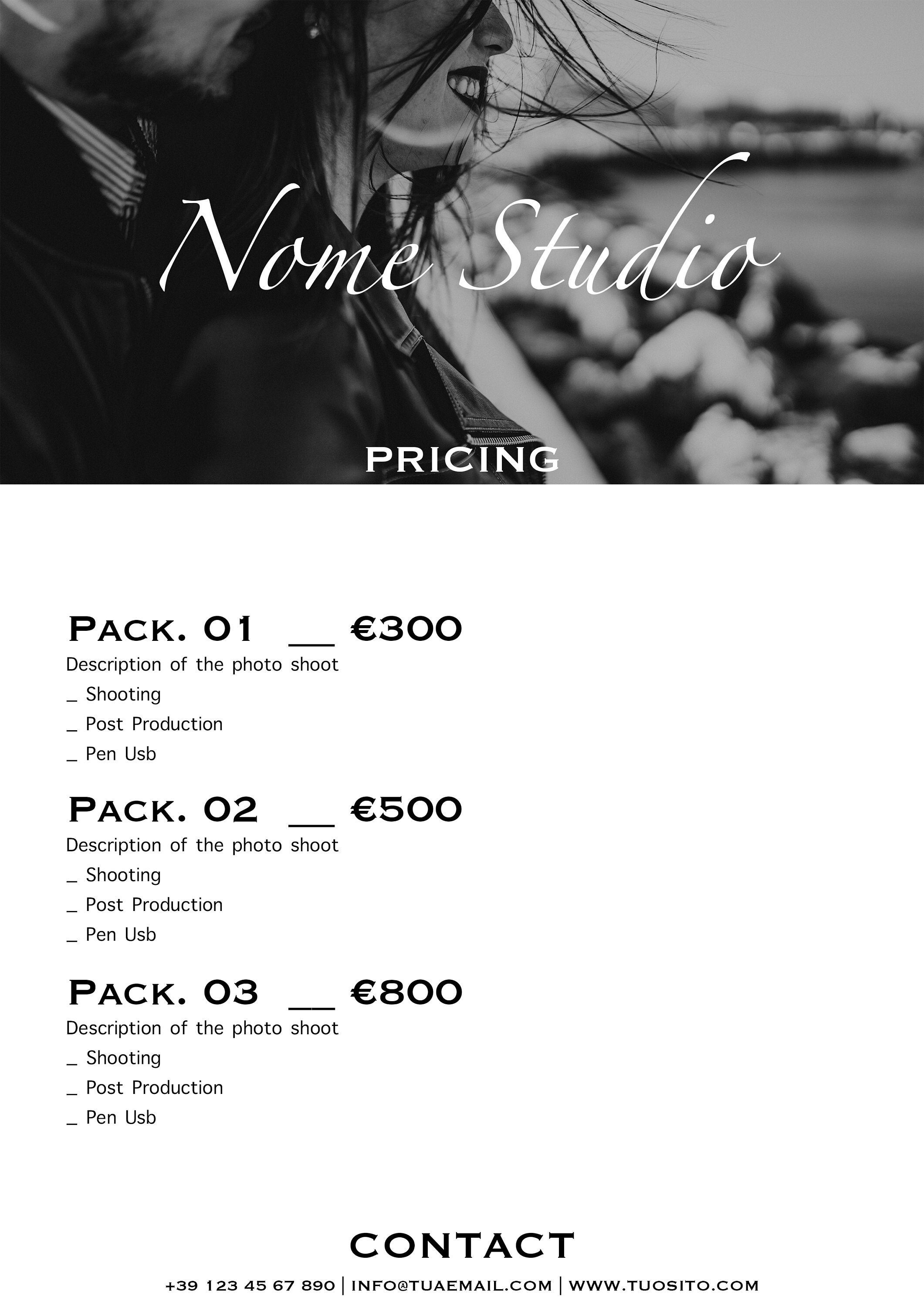 Price List Brochure Price Templates Price List Photographer Etsy