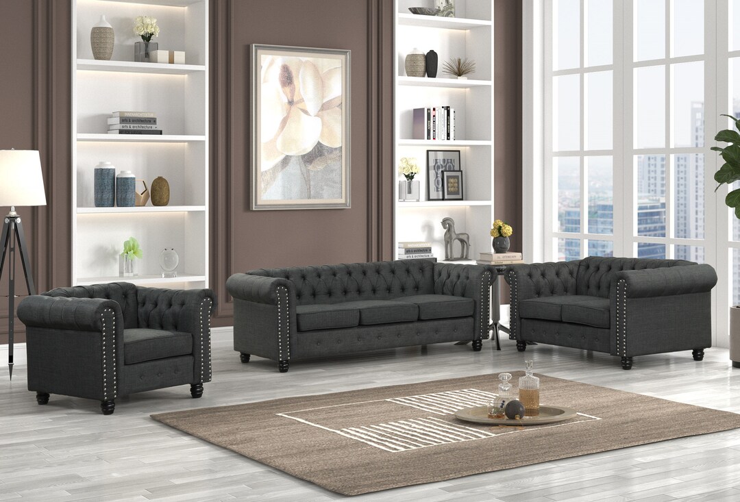 US LIVINGS 3 Piece Line Living Room Set Sofa Loveseat and Etsy