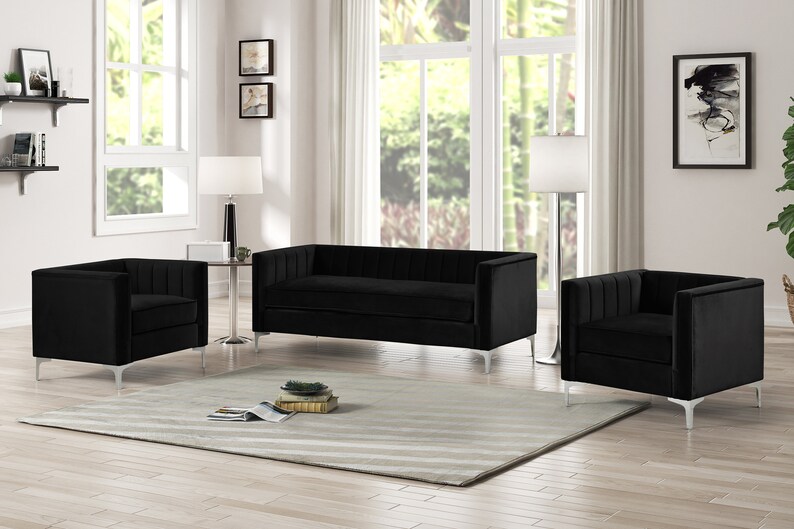 US LIVINGS 3 Piece Velvet Living Room Sofa Loveseat and Chair Etsy