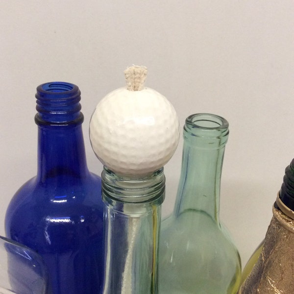 1 Golf Ball Ceramic Wick Holder DIY Oil Lamp Recycling Glass Bottles Candle Flame Indoor Decoration Cotton Wick