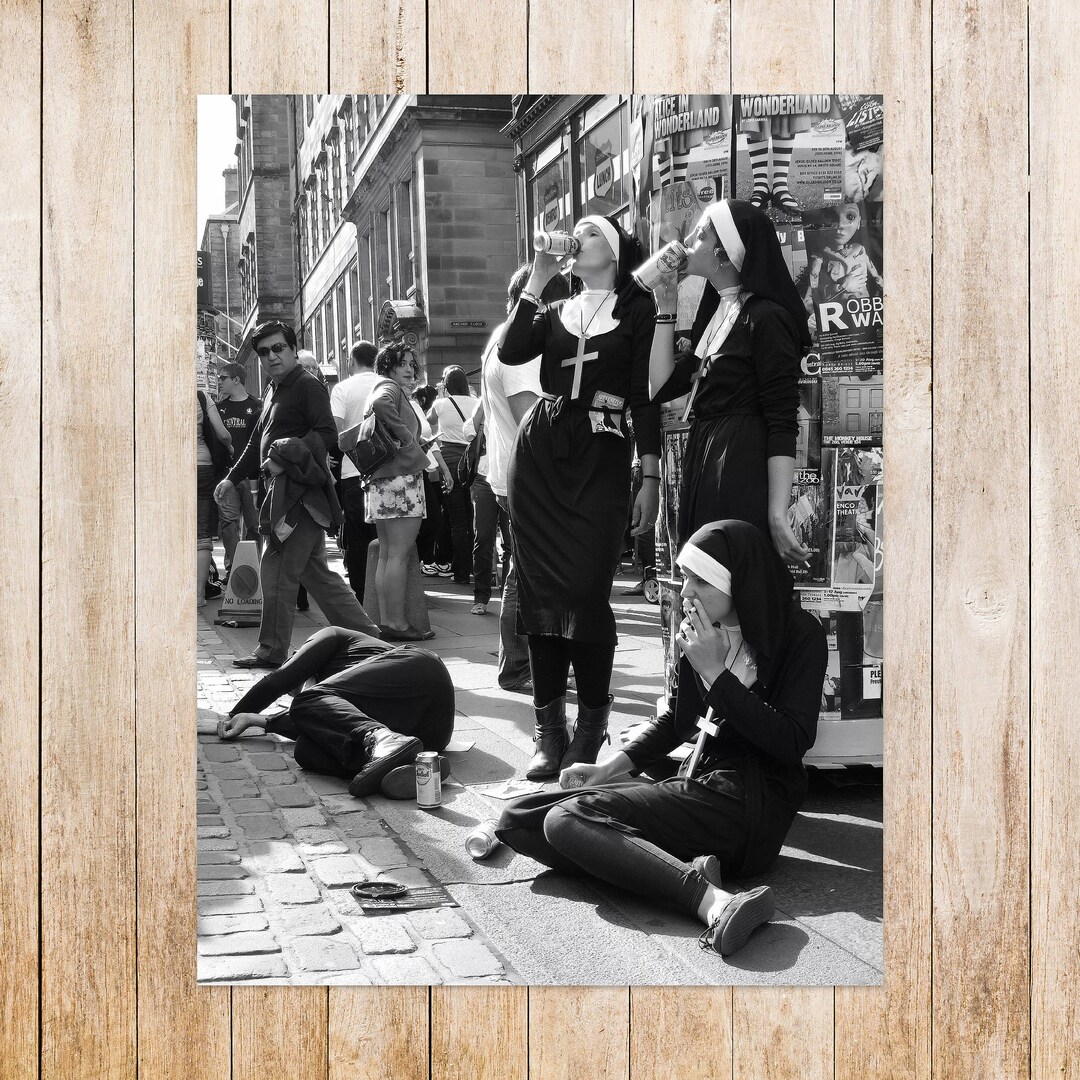 Naughty Nuns Poster Nuns Drinking Nuns Smoking Etsy