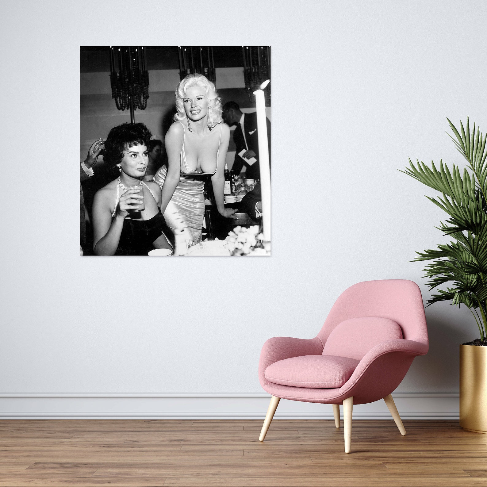 Photo Dédicacée De Sophia Loren & Jayne Mansfield - Réimpression 20.3x27.9cm