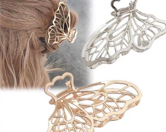 Gold Or Silver Claw Butterfly Hair Clip Contemporary Minimalist Hair Clip Stylish Fashion Gift Unique Design