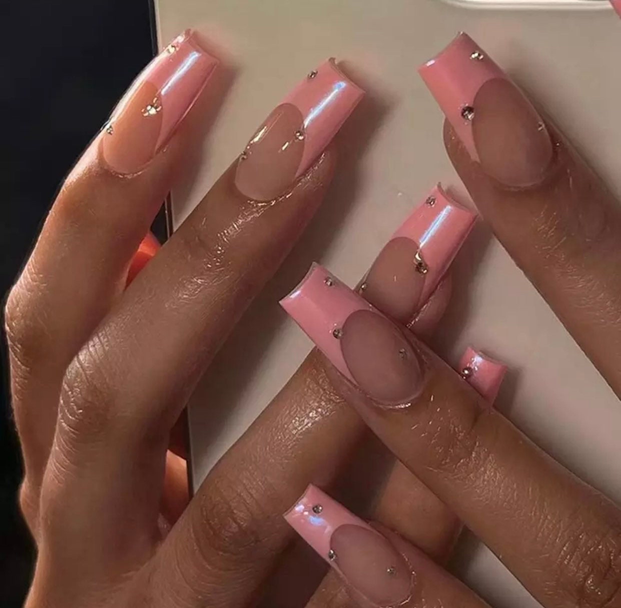Buy Paris Press on Nails Natural Nude With Pink Tips Rhinestone Online in India - Etsy Buy Paris Press on Nails Natural Nude With Pink Tips Rhinestone Online in India - Etsy