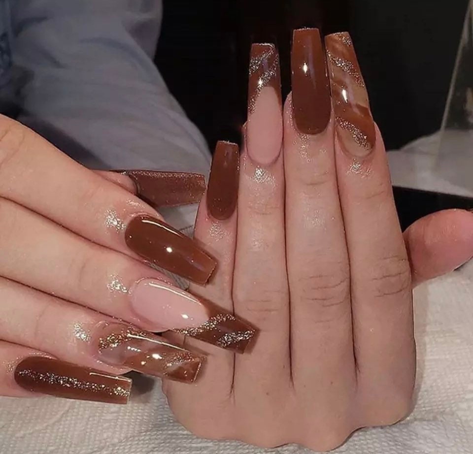 Two Tone Nails - Etsy Two Tone Nails - Etsy