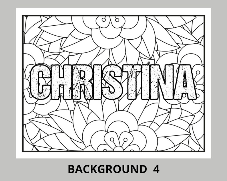 Custom Name Coloring Pages, Printable Boho Floral Background