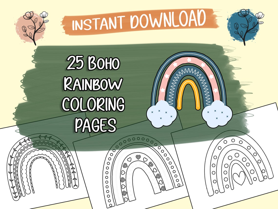 25 Cute Printable Boho Rainbows Coloring Pages for Kids & Adults ...