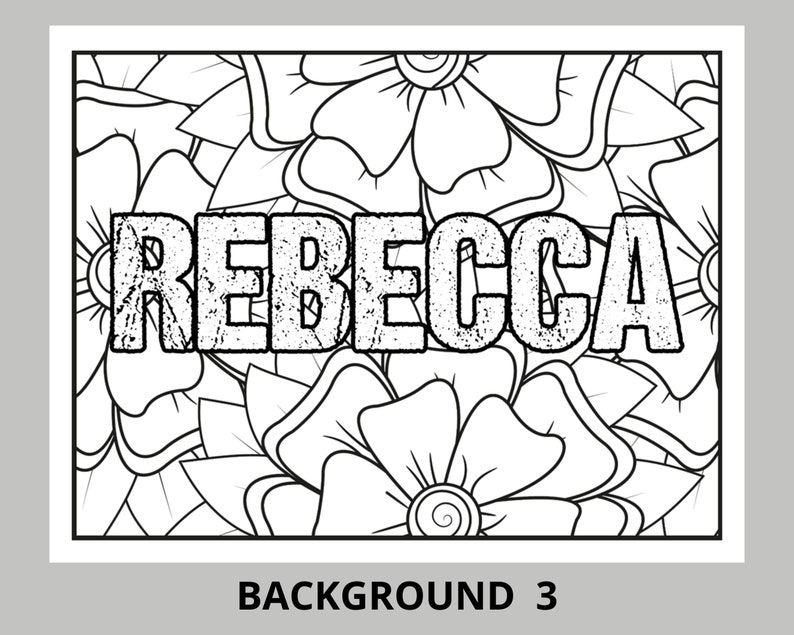 Custom Name Coloring Pages, Printable Boho Floral Background