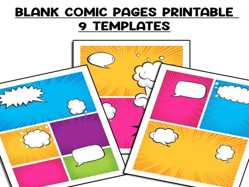 Blank Comic Pages Printables Comic Templates Manga Strip - Etsy